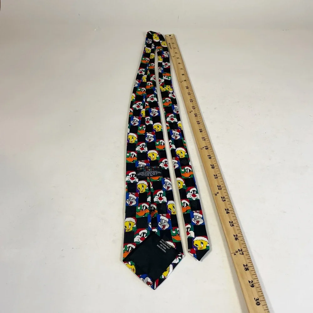 Vintage 1996 Looney Tunes Christmas‎ Tie Mens Bugs Bunny Tweety Holiday Necktie